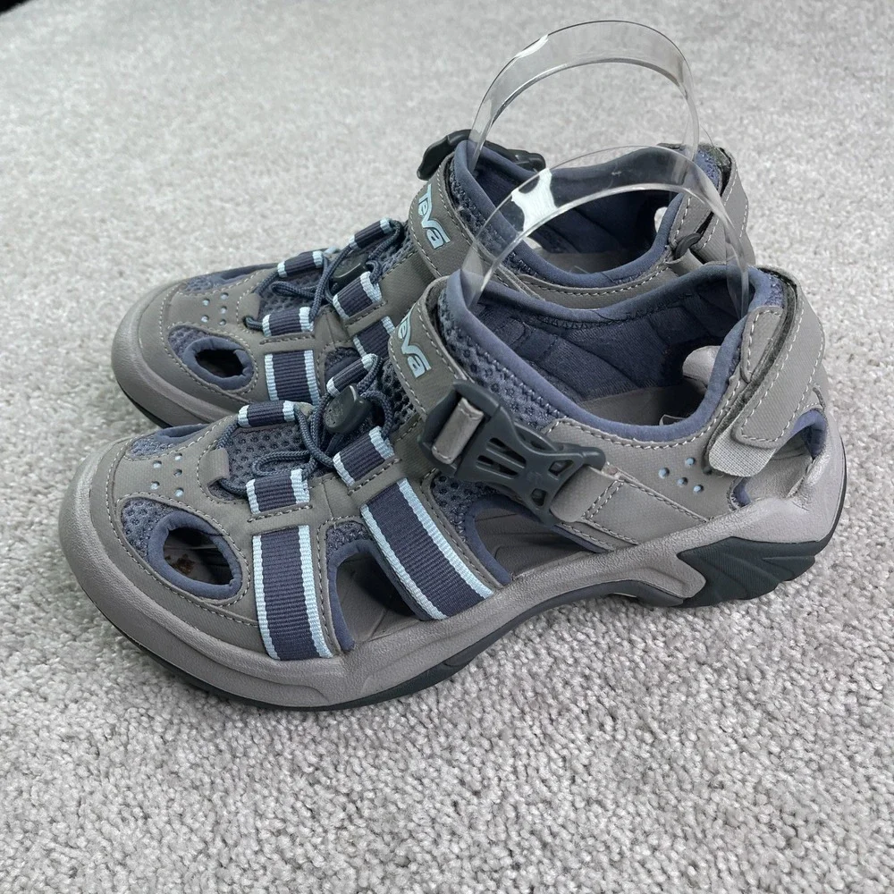Teva Omnium Water Sandals Women Size 7 Grey Hiking Trail Hybrid Outdoors